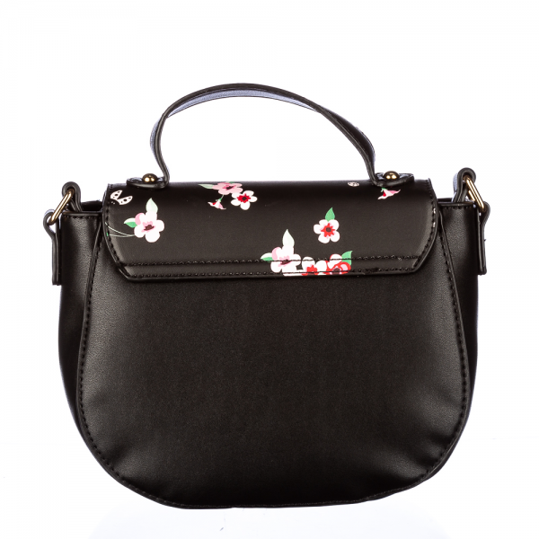 Γυναικεία τσάντα Flower Μαύρη οικολογικό δέρμα, 4 - Kalapod.gr